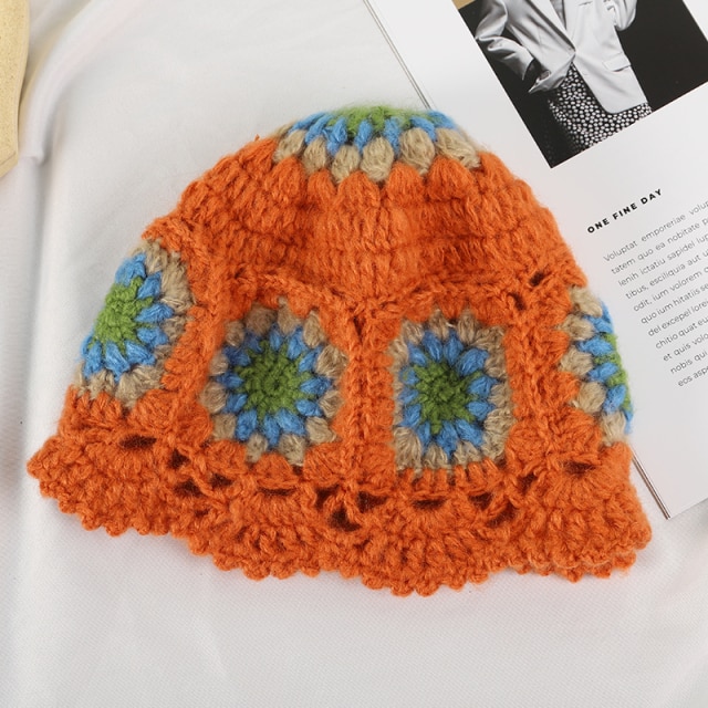 Crochet Knitting Multicolor Bucket Cap