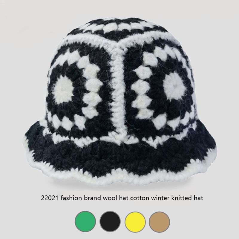 Hollow Crochet Knitting Multicolor Bucket Hat