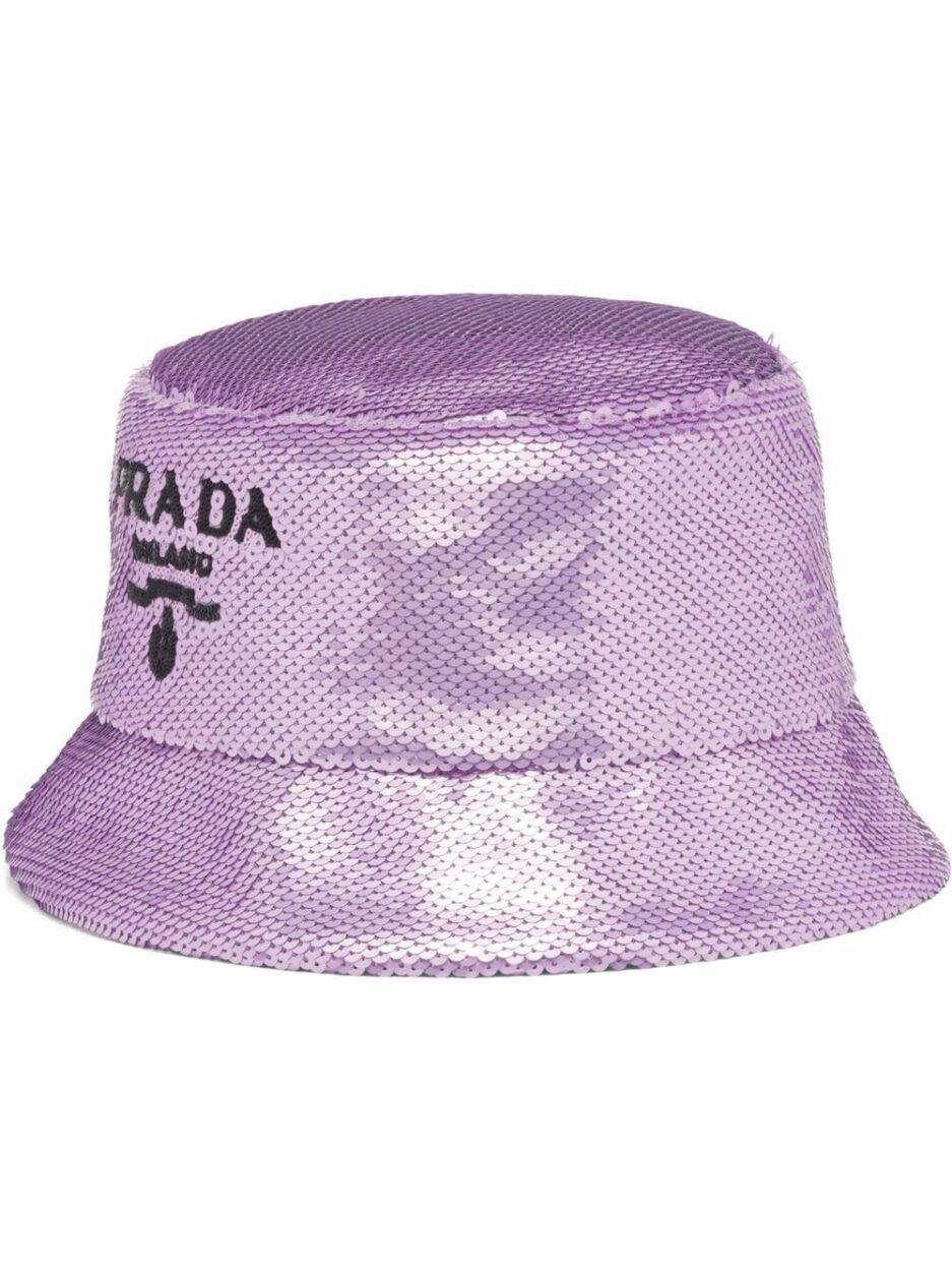Prada Logo Embellished Sequined Bucket Hat