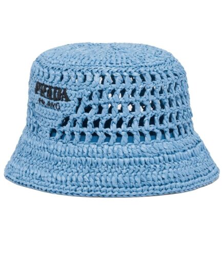 Prada logo Raffia Bucket Hat