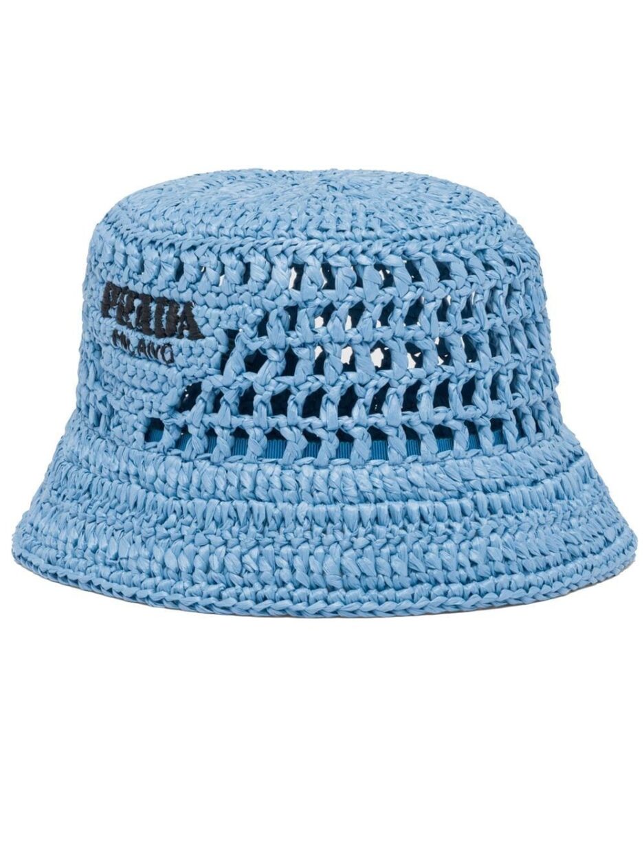 Prada logo Raffia Bucket Hat
