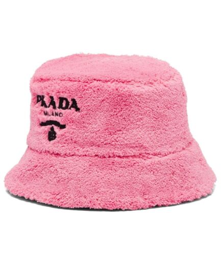 Prada Embroidered Logo Terry Cloth Bucket Hat
